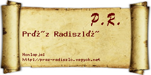 Práz Radiszló névjegykártya
